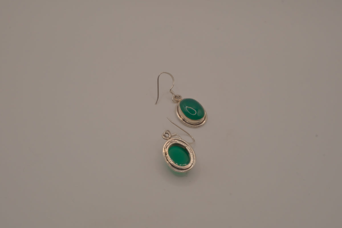 Sterling silver Green Onyx dangle earrings