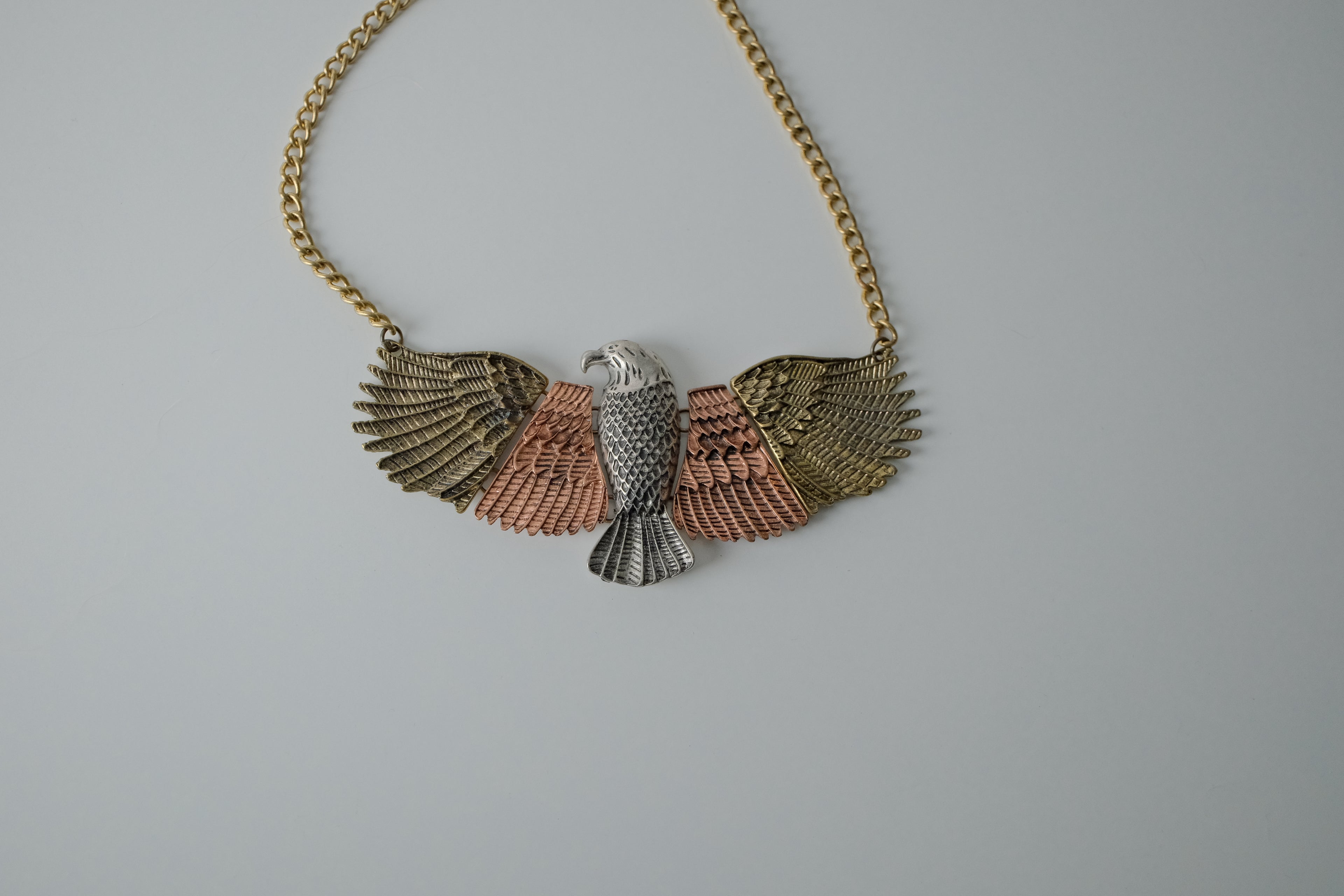Vintage Mixed Metal Eagle Choker Necklace