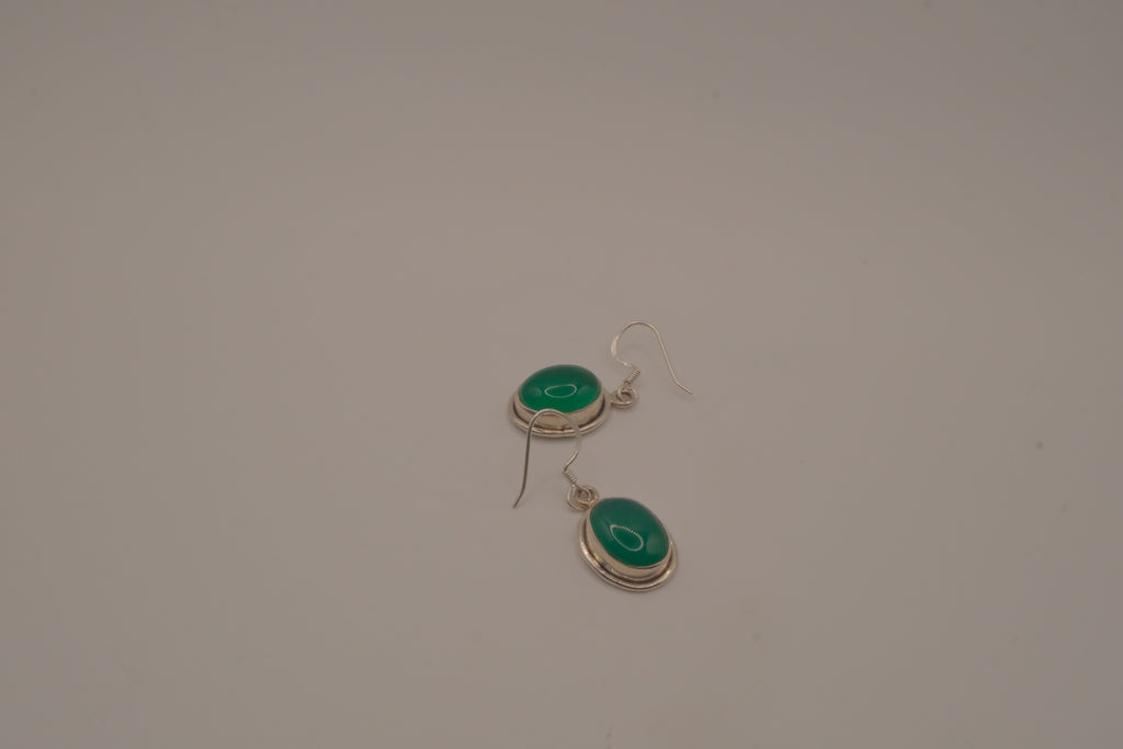 Sterling silver Green Onyx dangle earrings