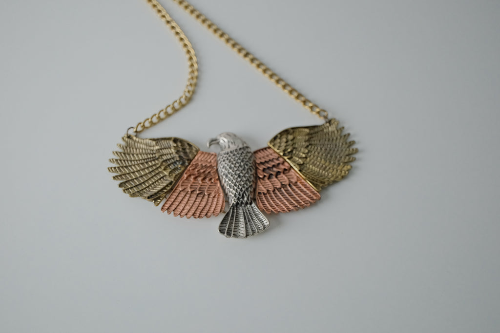 Vintage Mixed Metal Eagle Choker Necklace
