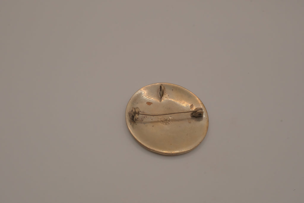 Vintage Mexican Alpaca silver Mother-of-Pearl circular brooch and Pendant