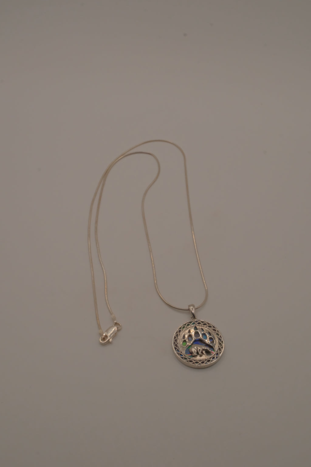 Sterling silver bear paw Abalone shell pendant Necklace&nbsp;