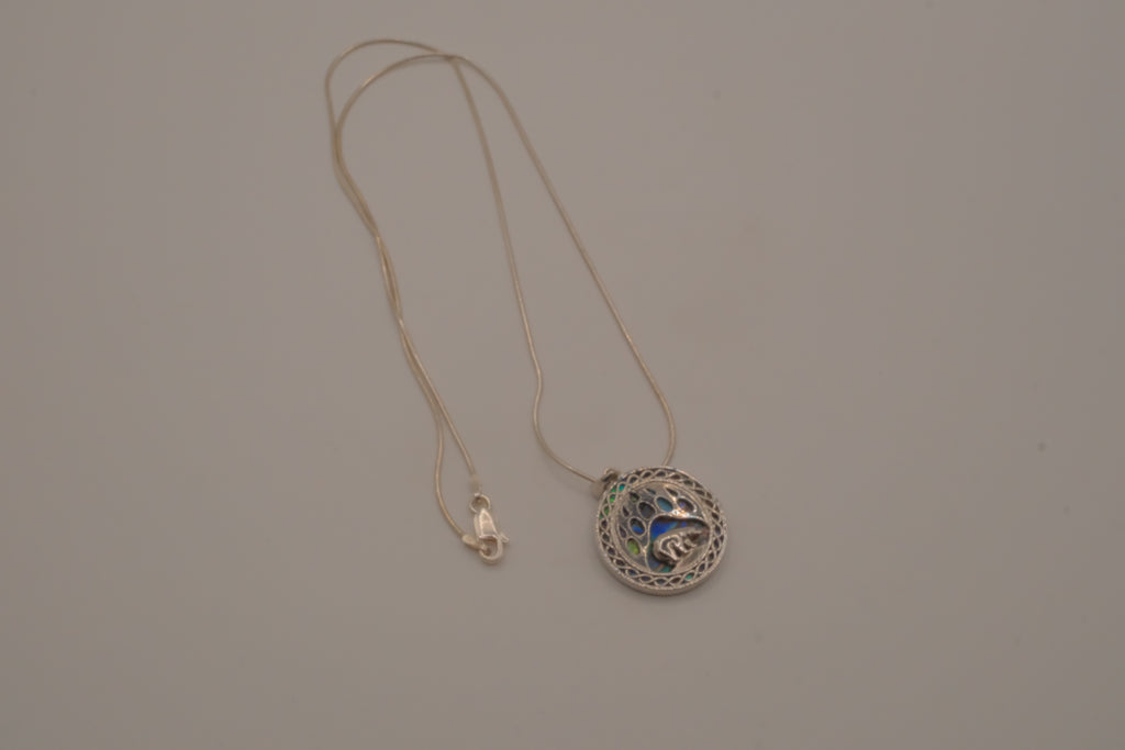 Sterling silver bear paw Abalone shell pendant Necklace&nbsp;