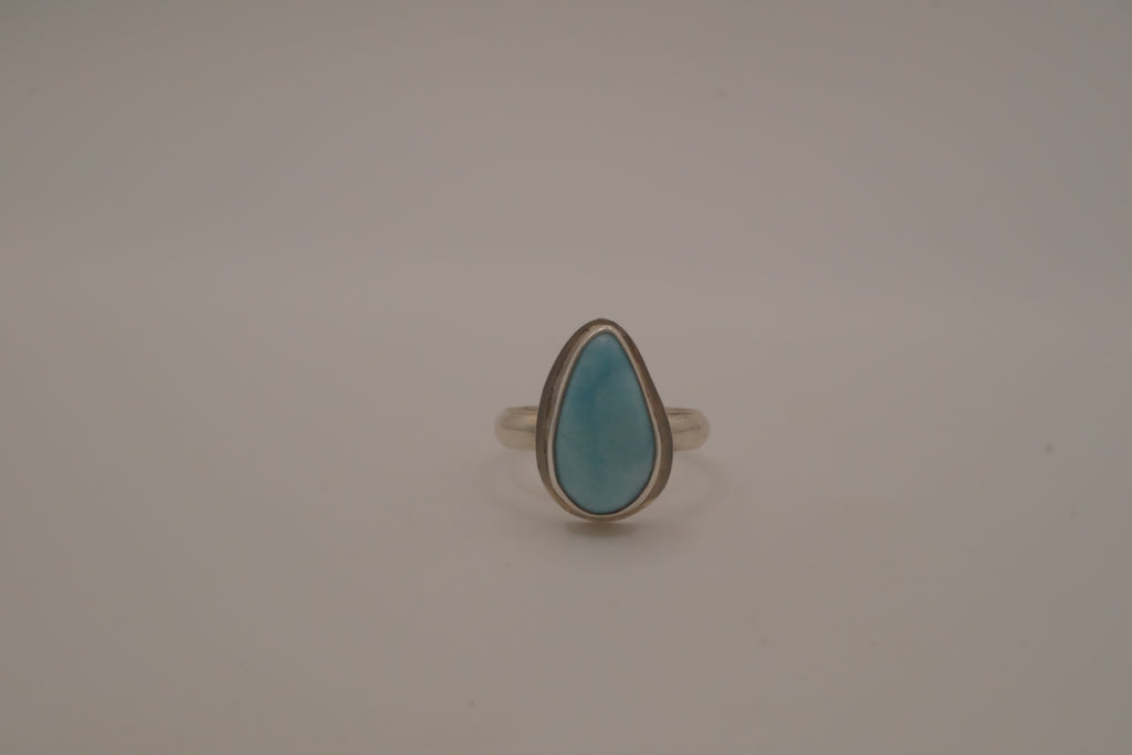 Sterling silver Larimar teardrop ring