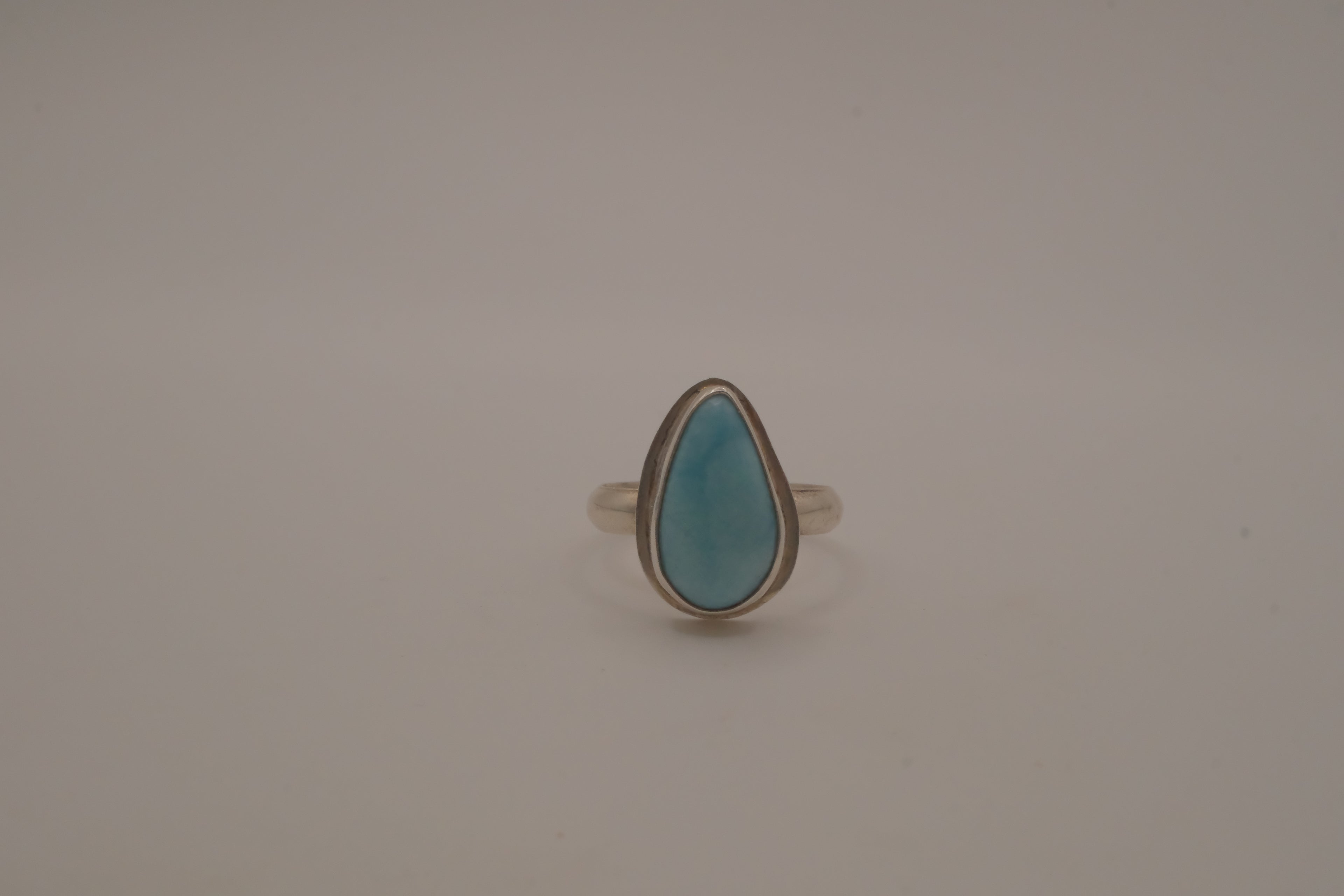 Sterling silver Larimar teardrop ring