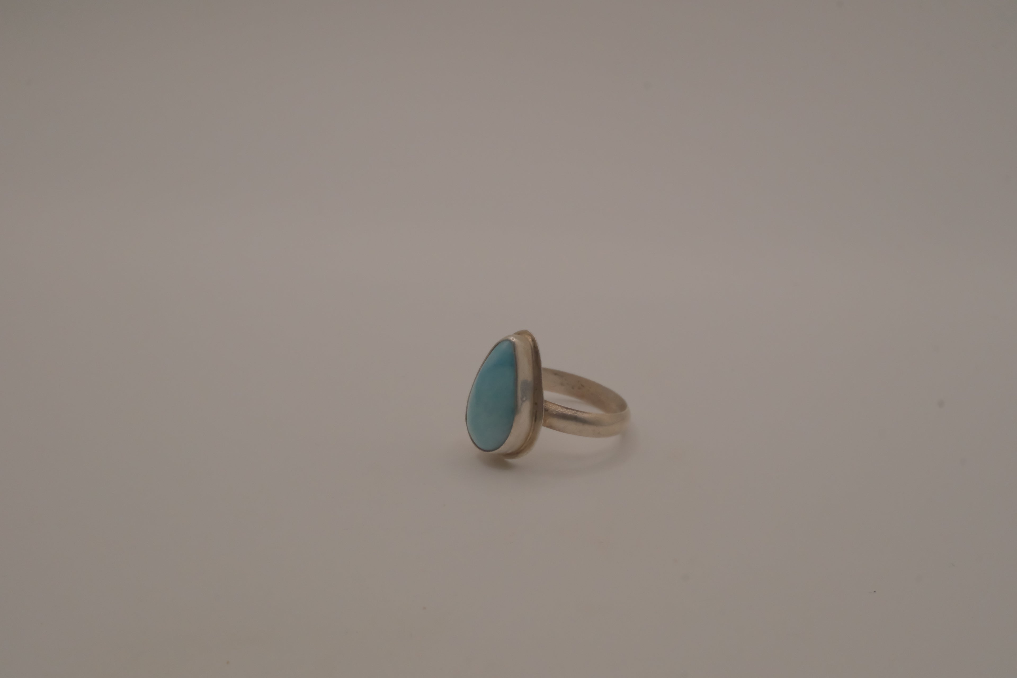 Sterling silver Larimar teardrop ring