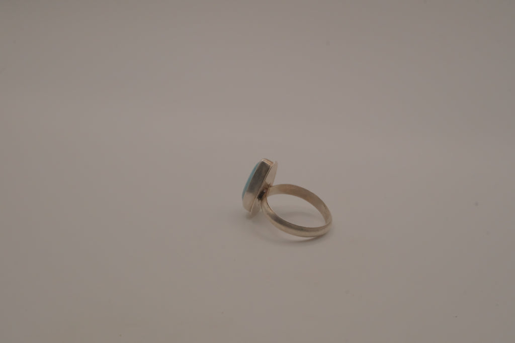 Sterling silver Larimar teardrop ring