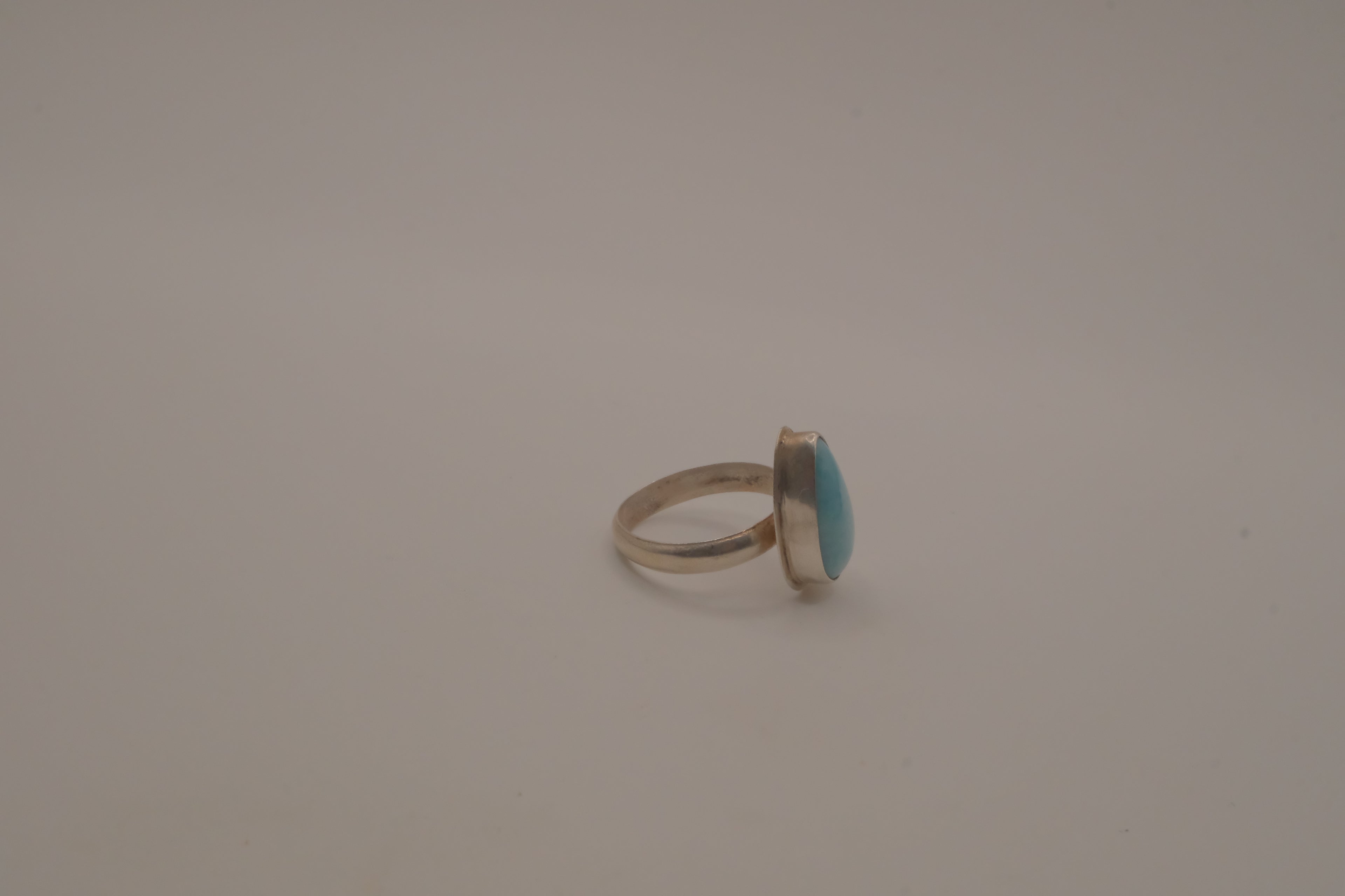 Sterling silver Larimar teardrop ring