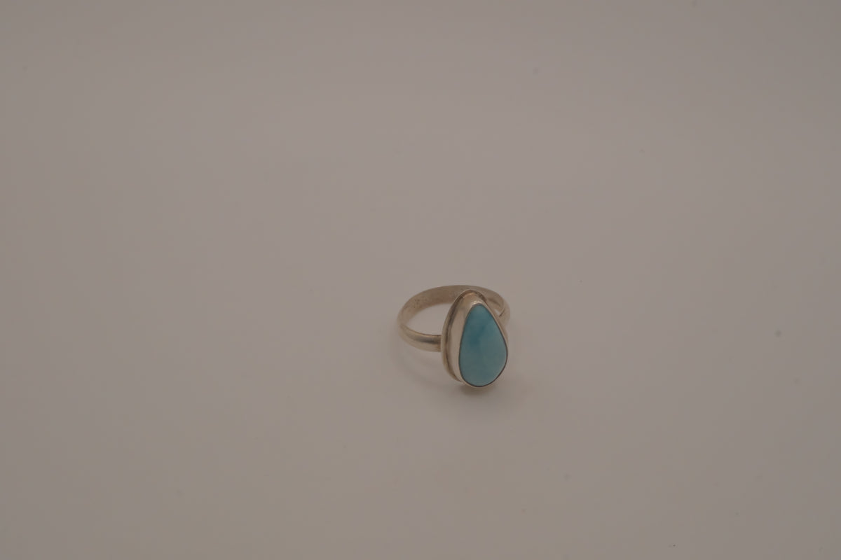 Sterling silver Larimar teardrop ring