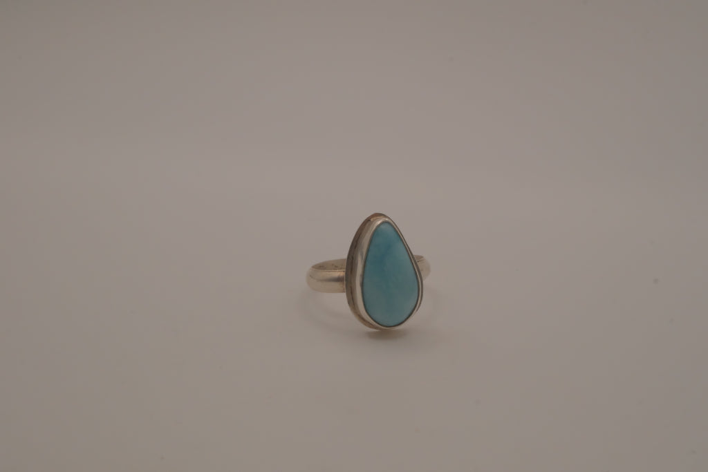 Sterling silver Larimar teardrop ring