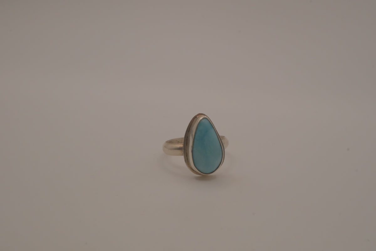 Sterling silver Larimar teardrop ring