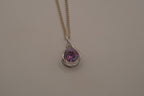 Sterling silver Pink stone teardrop pendant necklace