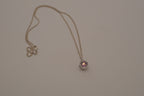 Sterling silver Pink stone teardrop pendant necklace