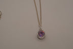 Sterling silver Pink stone teardrop pendant necklace