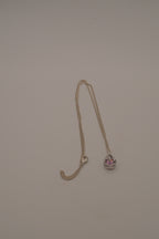 Sterling silver Pink stone teardrop pendant necklace
