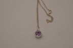 Sterling silver Pink stone teardrop pendant necklace