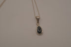 Sterling silver dainty black onyx teardrop pendant necklace
