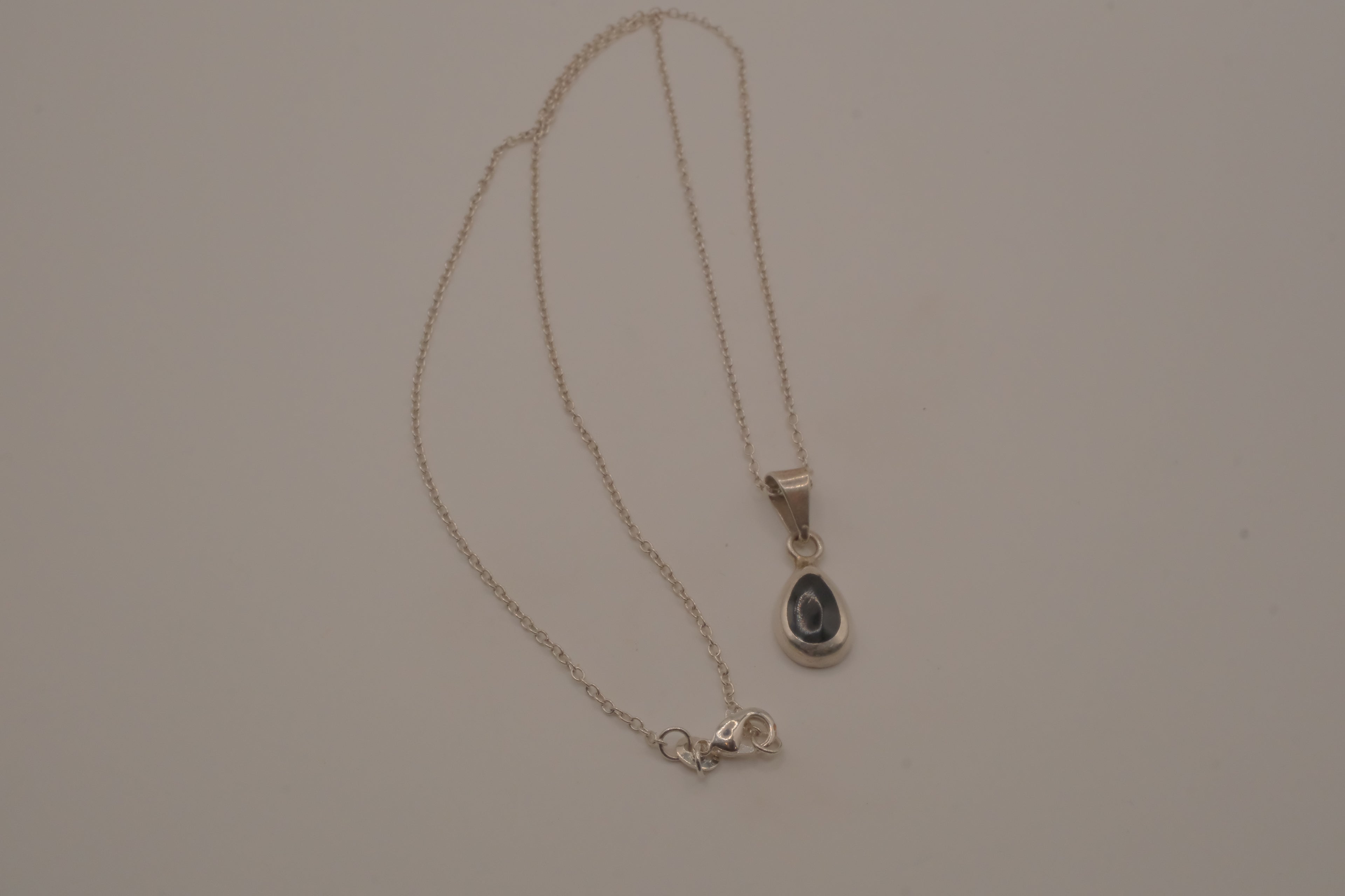 Sterling silver dainty black onyx teardrop pendant necklace