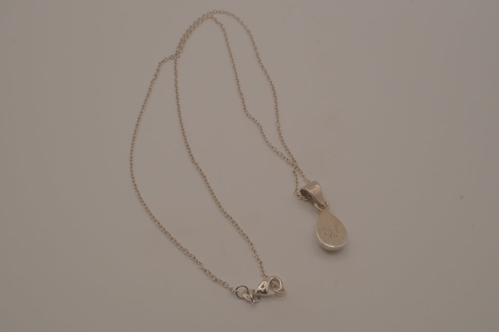 Sterling silver dainty black onyx teardrop pendant necklace