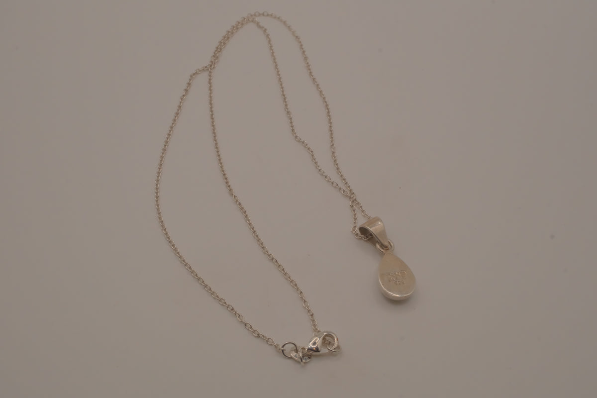 Sterling silver dainty black onyx teardrop pendant necklace