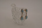 Sterling silver Larimar double teardrop drop eearrings