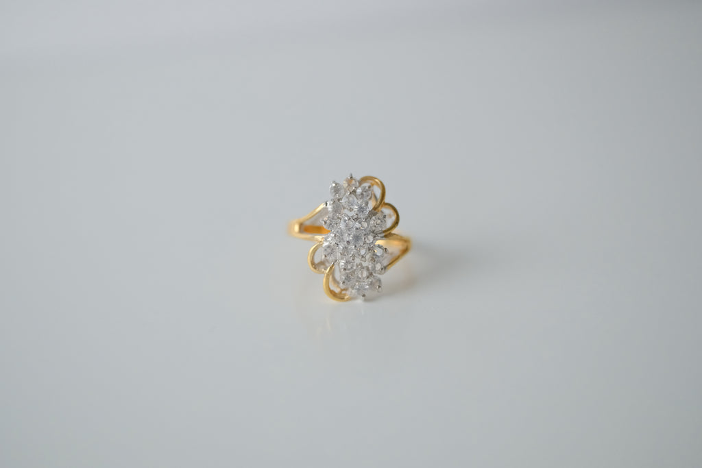 Vintage Gold Rhinestone Cluster Ring
