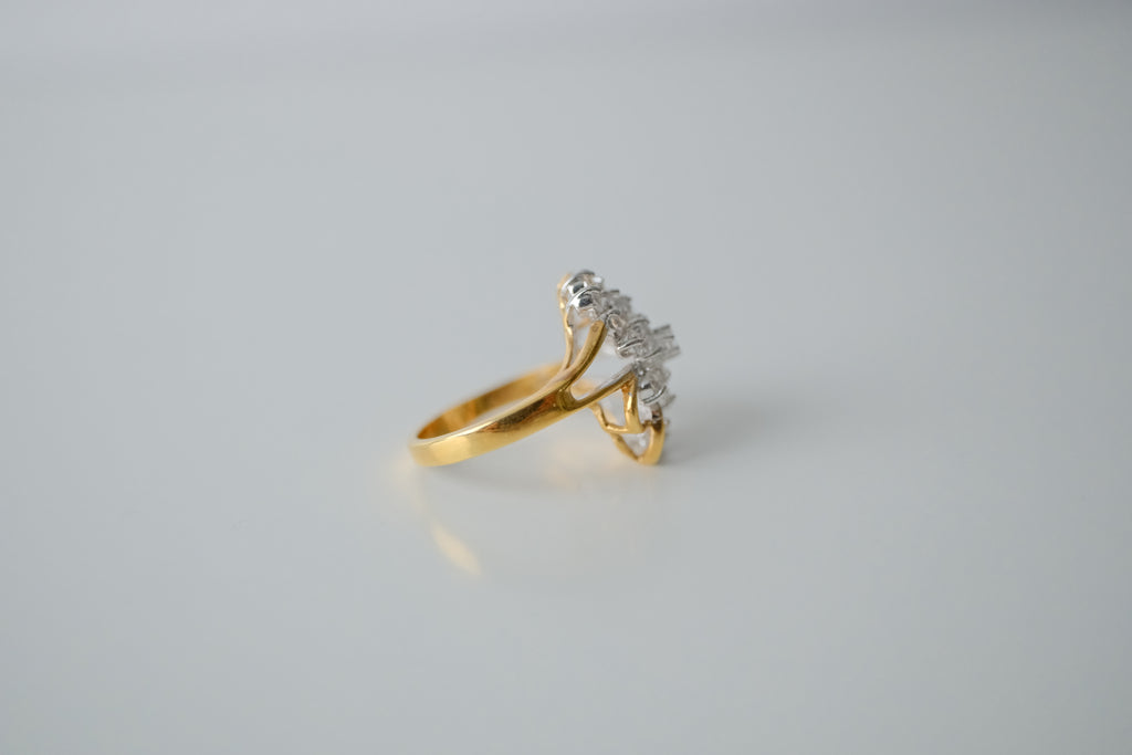 Vintage Gold Rhinestone Cluster Ring
