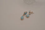 Sterling silver Larimar double teardrop drop eearrings