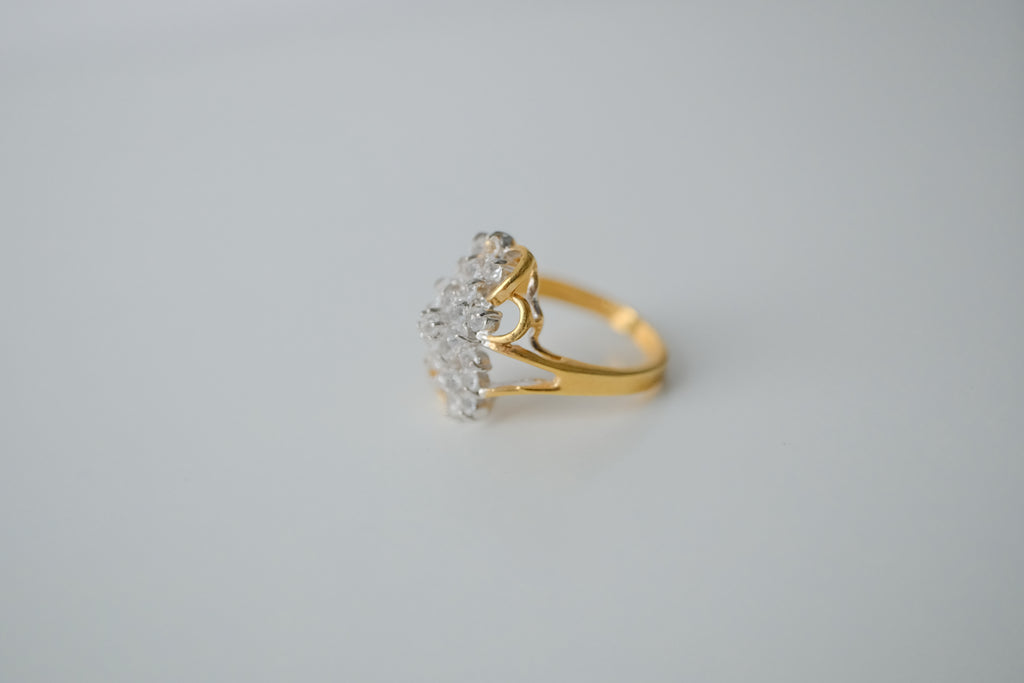 Vintage Gold Rhinestone Cluster Ring
