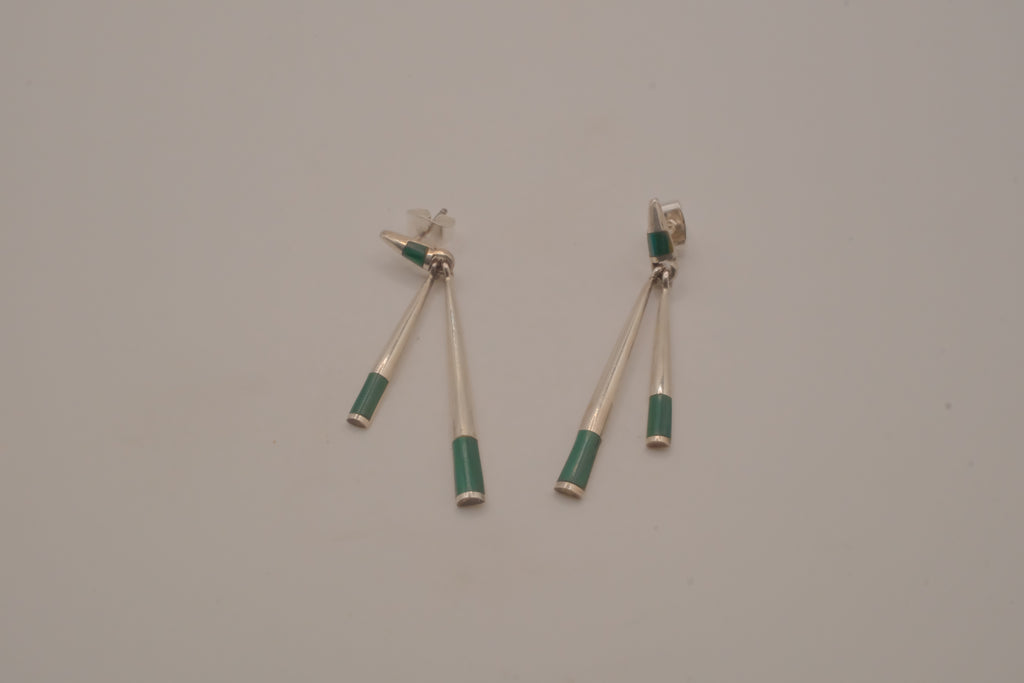 Vintage Southwestern Native American style sterling silver dangle earrings