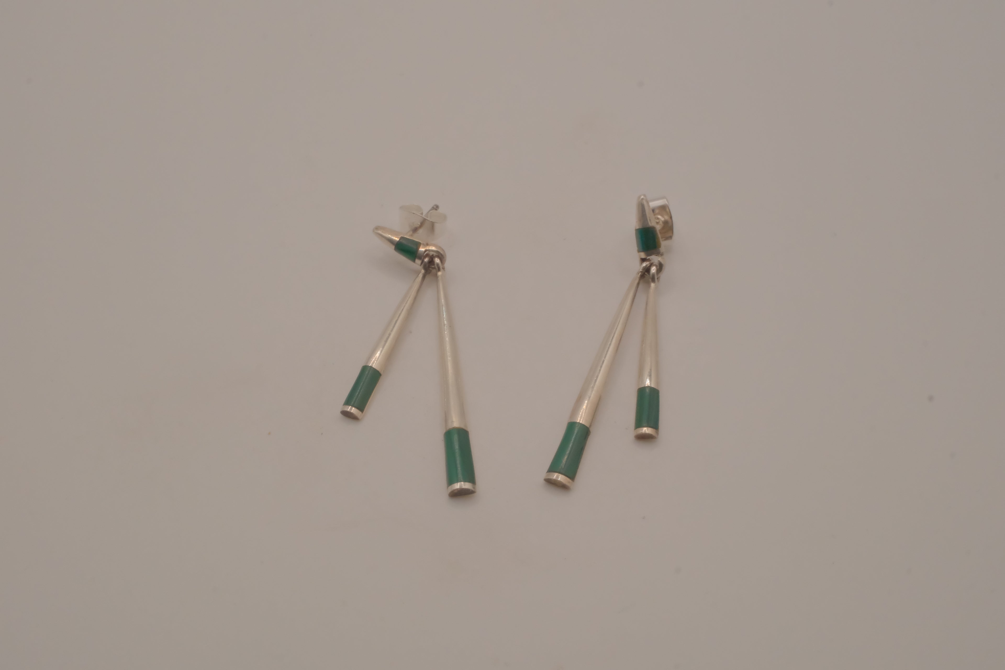 Vintage Southwestern Native American style sterling silver dangle earrings