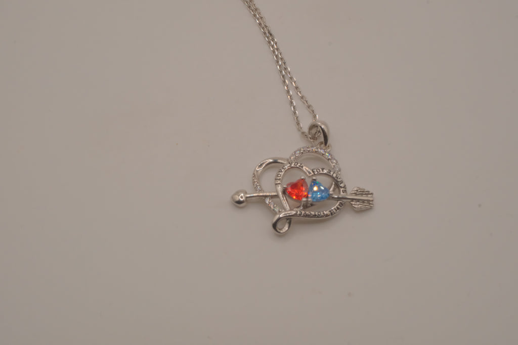 Sterling silver double heart pendant necklace