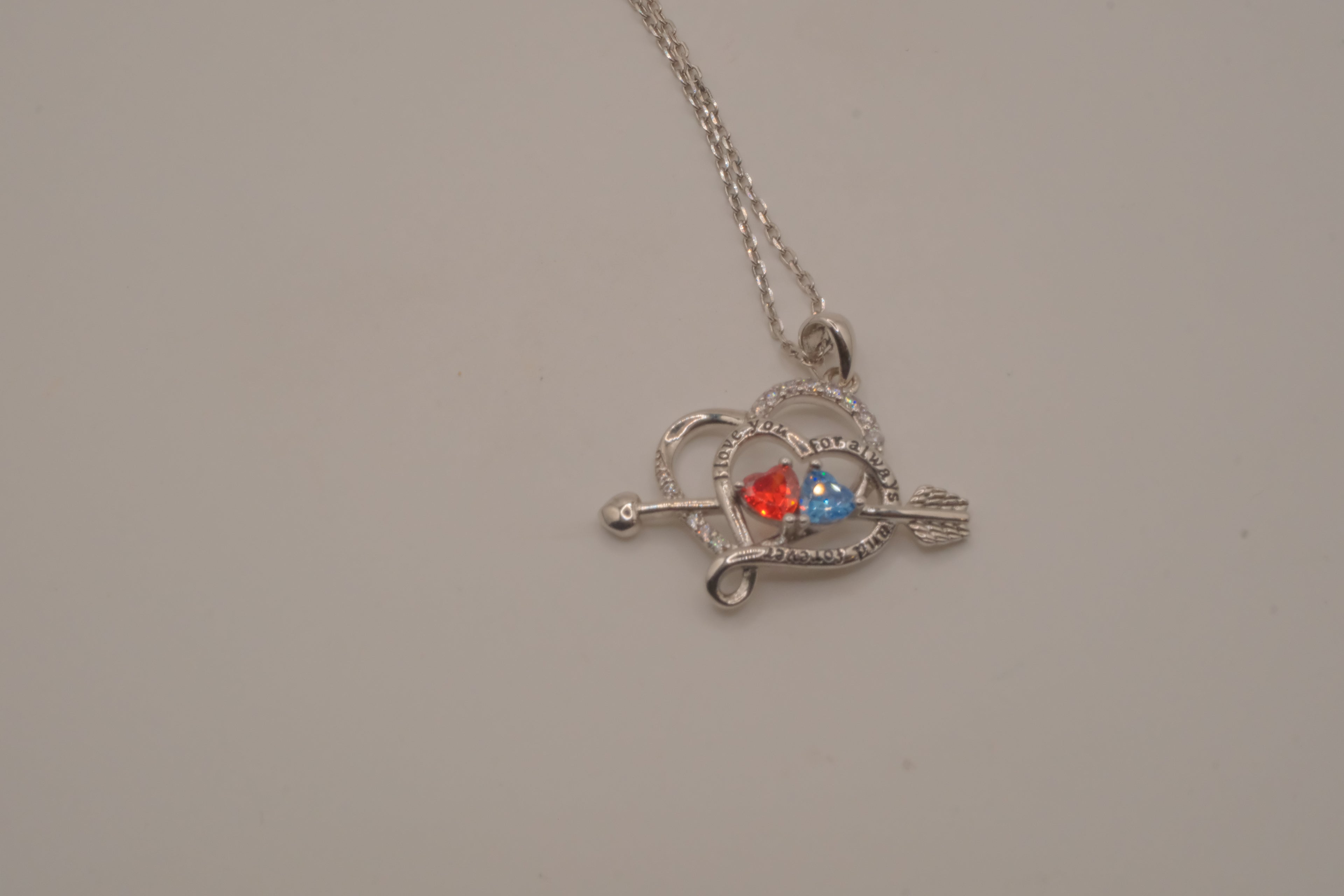 Sterling silver double heart pendant necklace