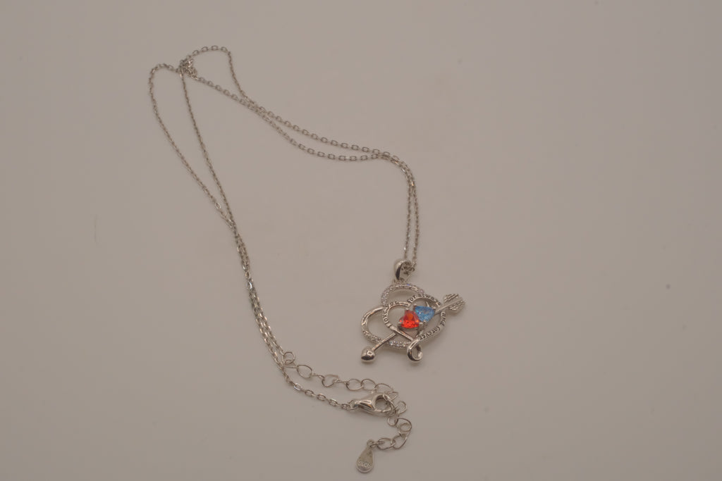 Sterling silver double heart pendant necklace