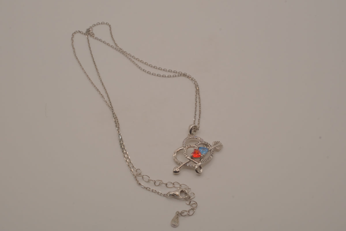 Sterling silver double heart pendant necklace