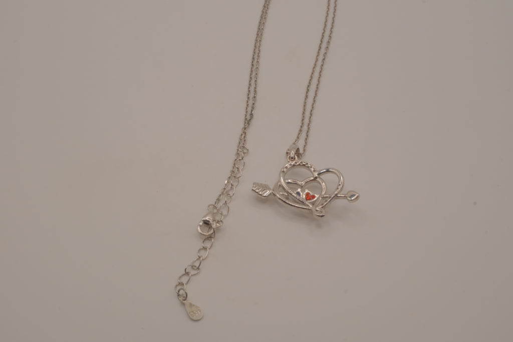 Sterling silver double heart pendant necklace
