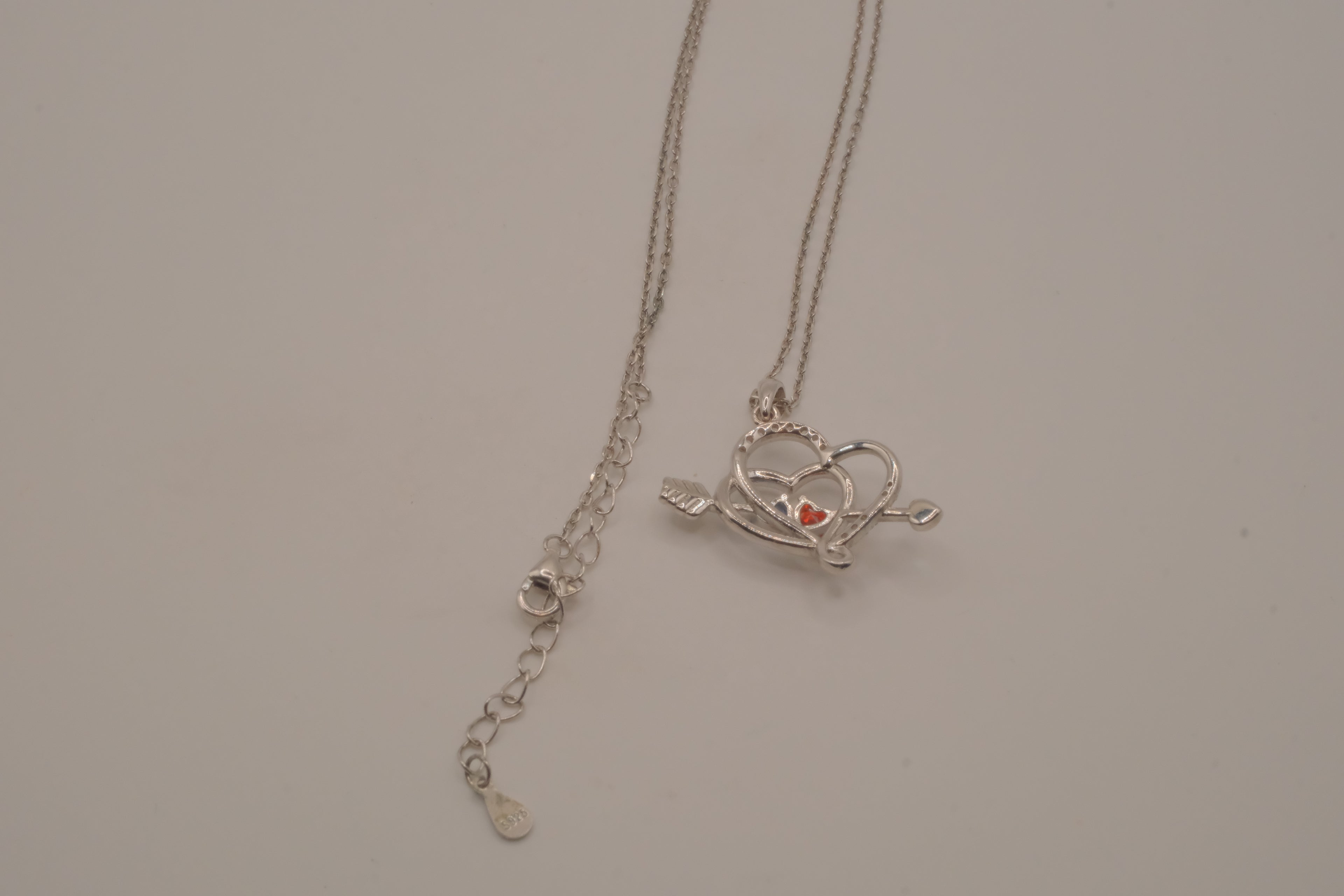 Sterling silver double heart pendant necklace