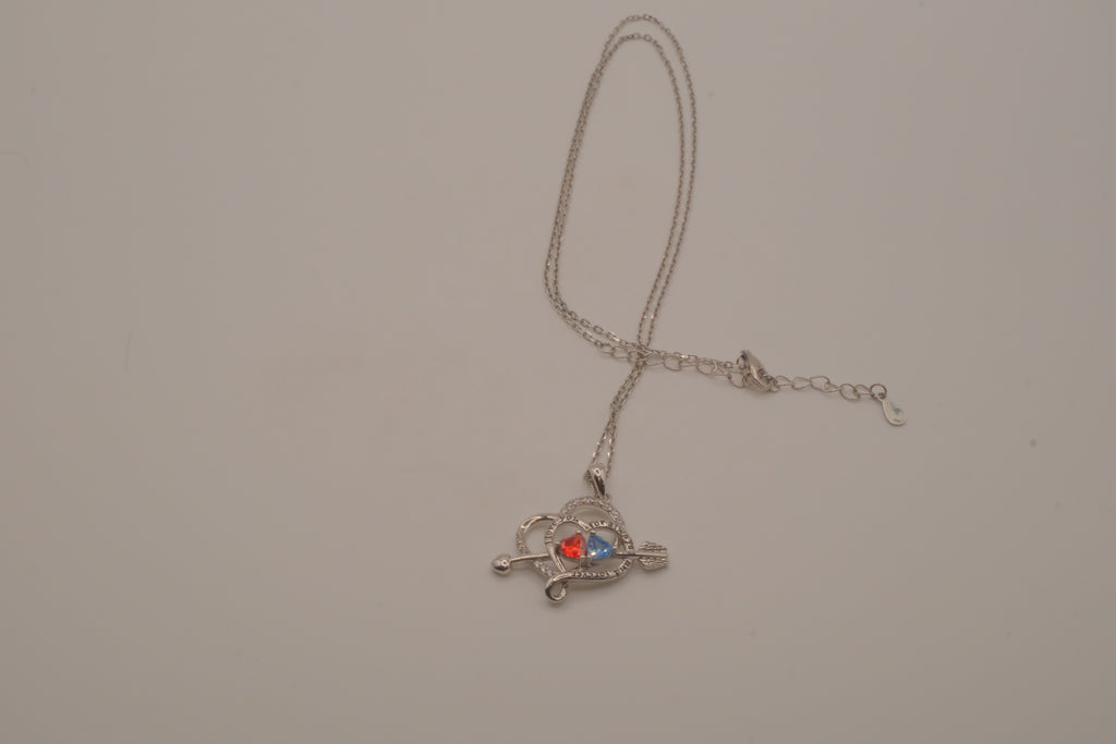 Sterling silver double heart pendant necklace