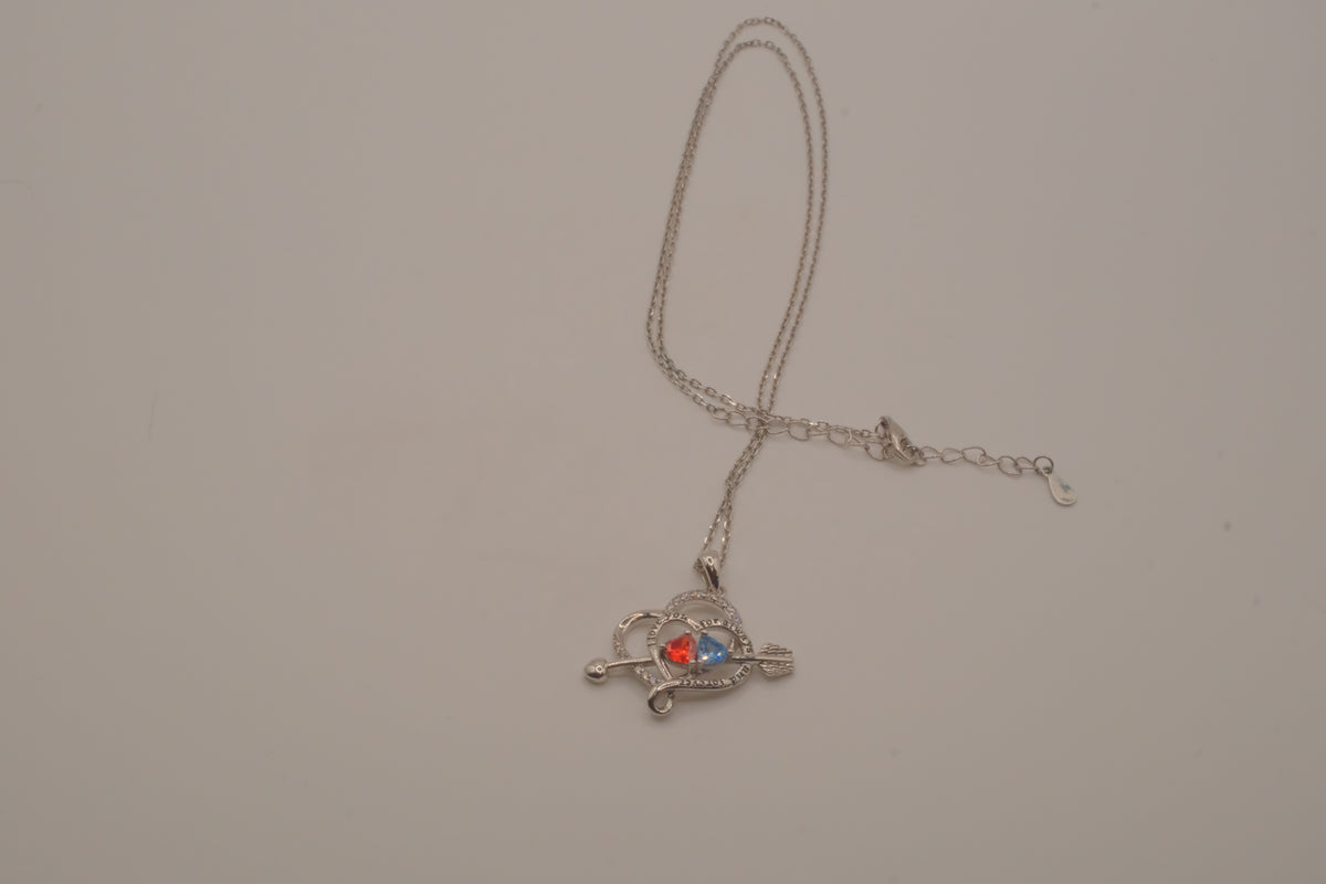 Sterling silver double heart pendant necklace