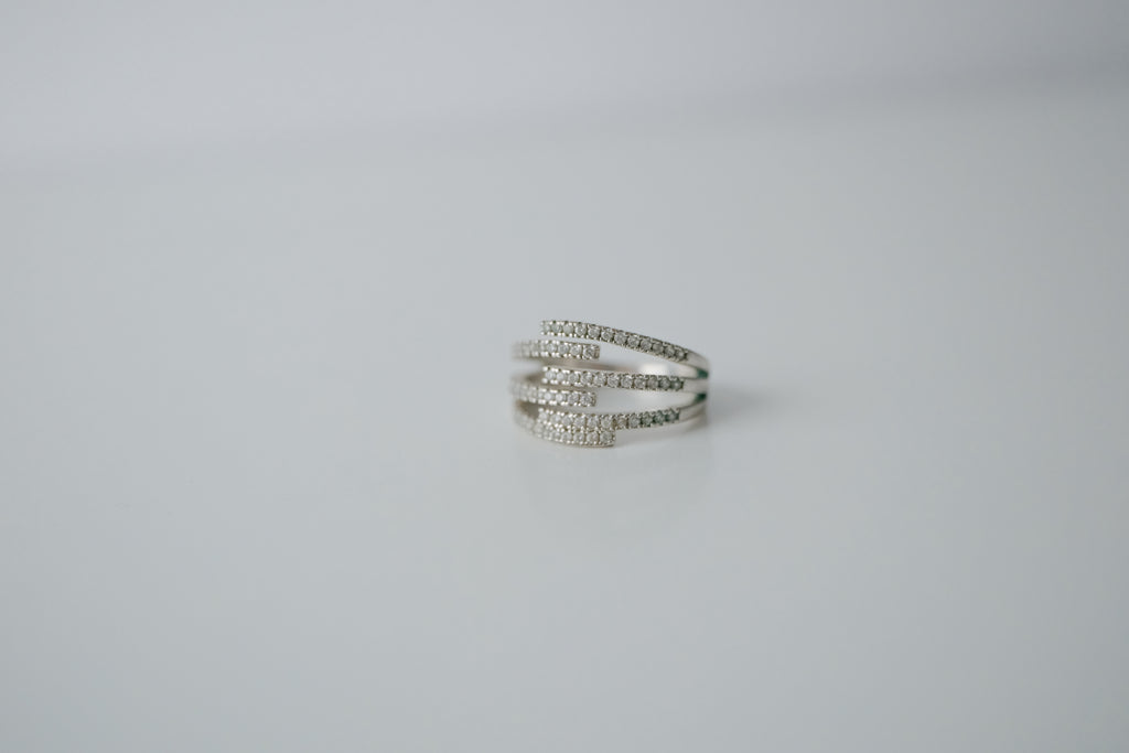 Vintage Multi-Row Crystal Band Ring