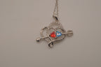 Sterling silver double heart pendant necklace