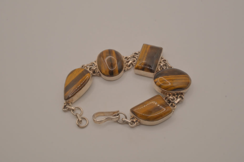 Tiger's Eye 925 Sterling Silver Bracelet