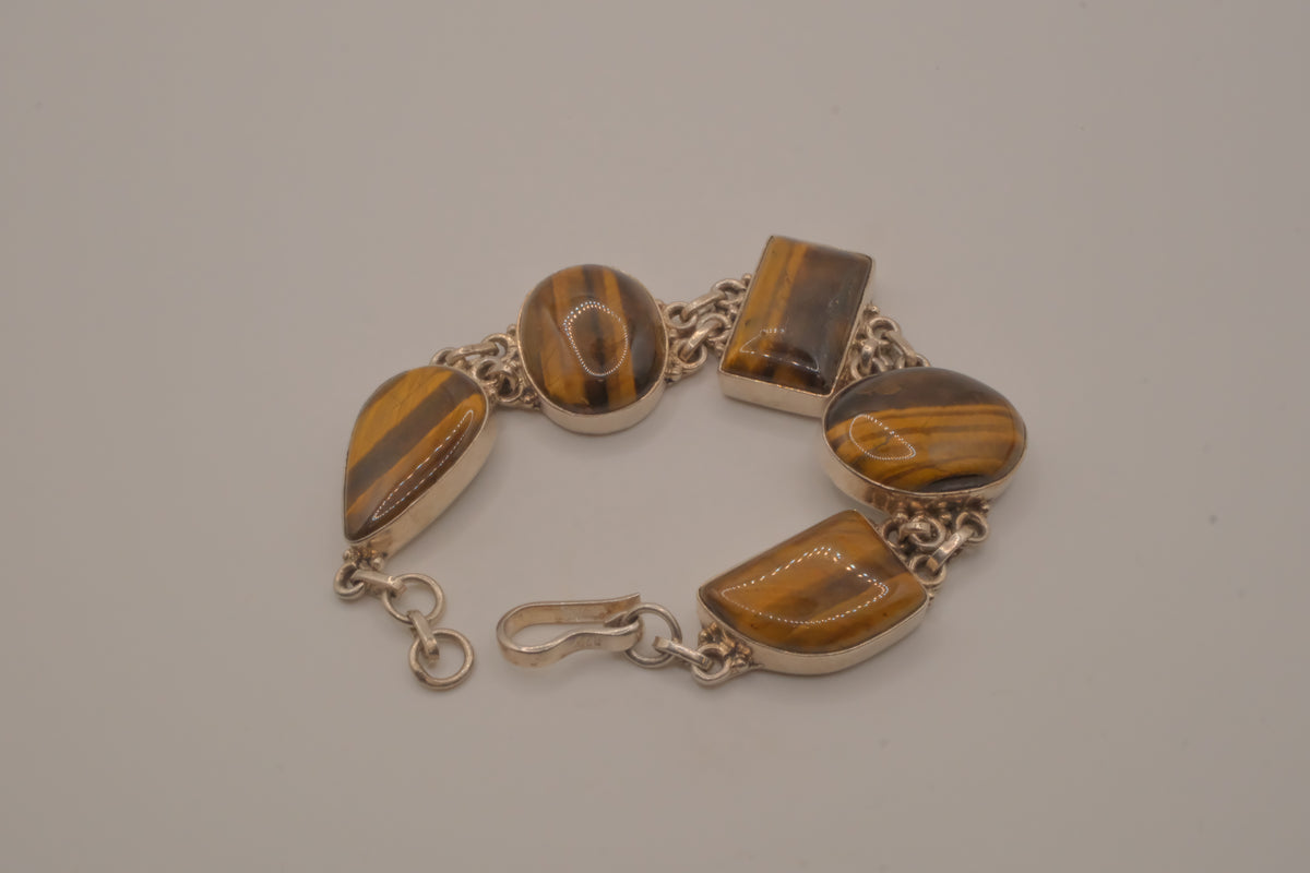 Tiger's Eye 925 Sterling Silver Bracelet