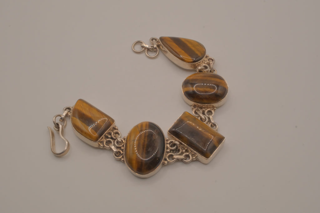 Tiger's Eye 925 Sterling Silver Bracelet
