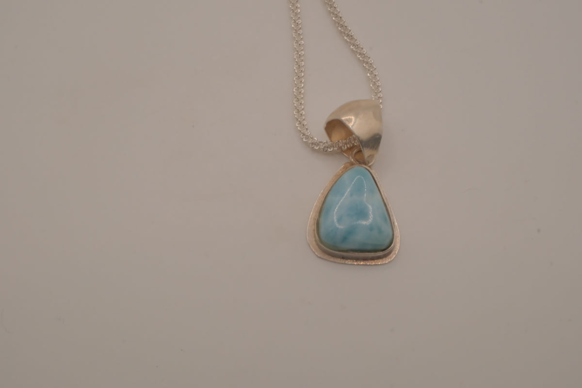 Sterling silver trilliant-cut Larimar pendant necklace