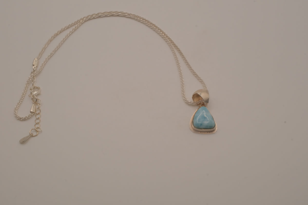 Sterling silver trilliant-cut Larimar pendant necklace
