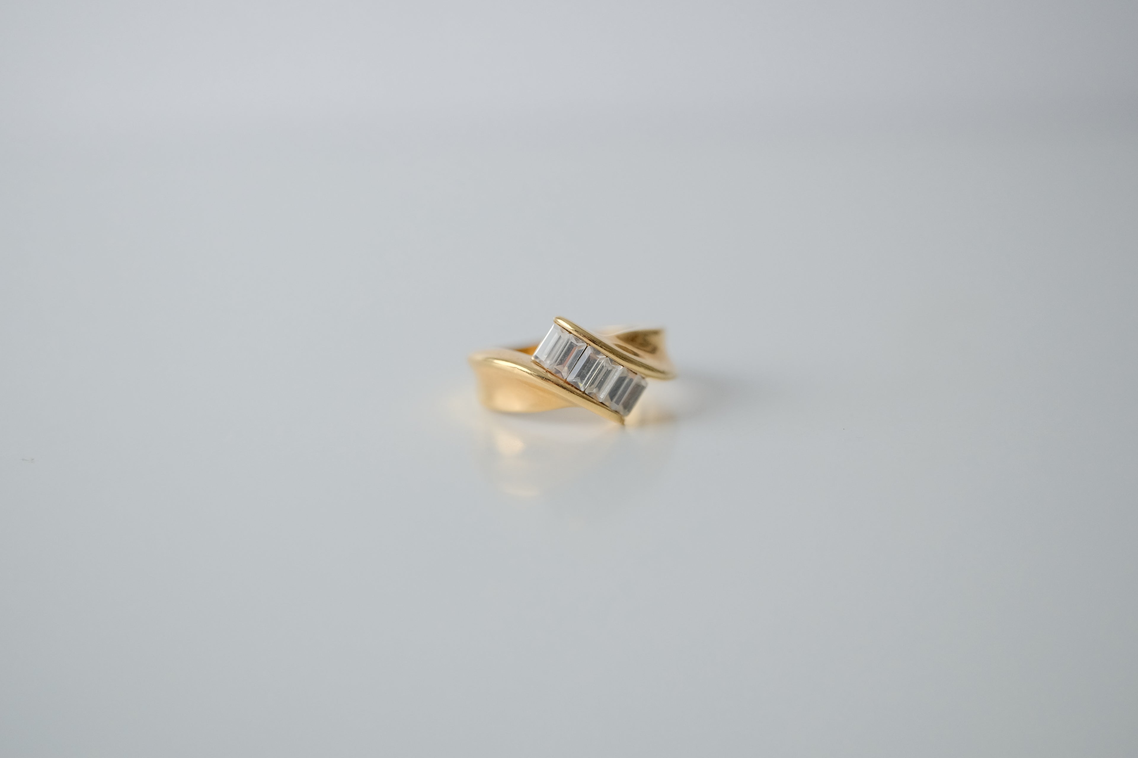 Gold Baguette Waterfall Wave Ring