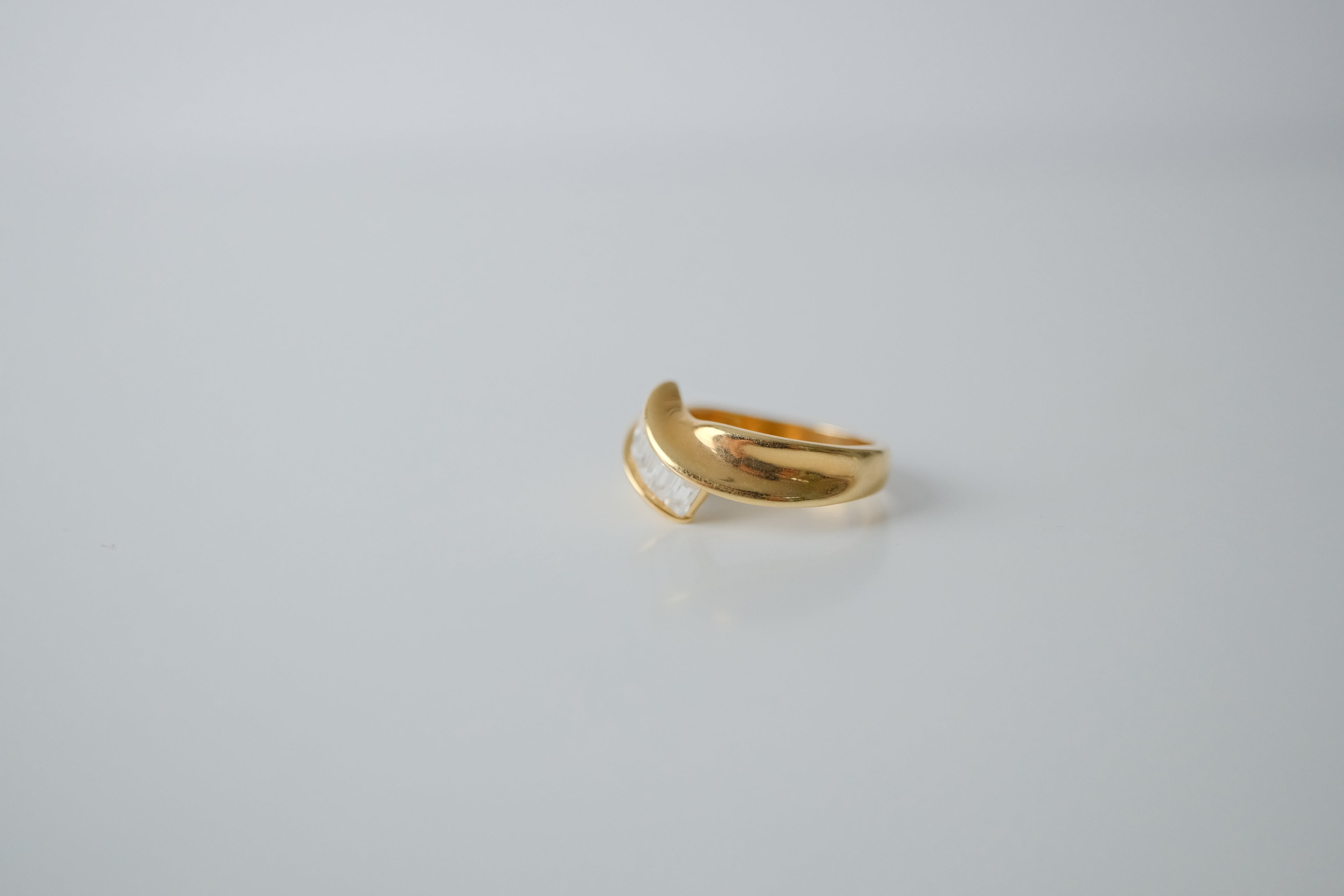 Gold Baguette Waterfall Wave Ring