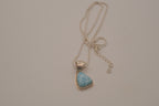 Sterling silver trilliant-cut Larimar pendant necklace