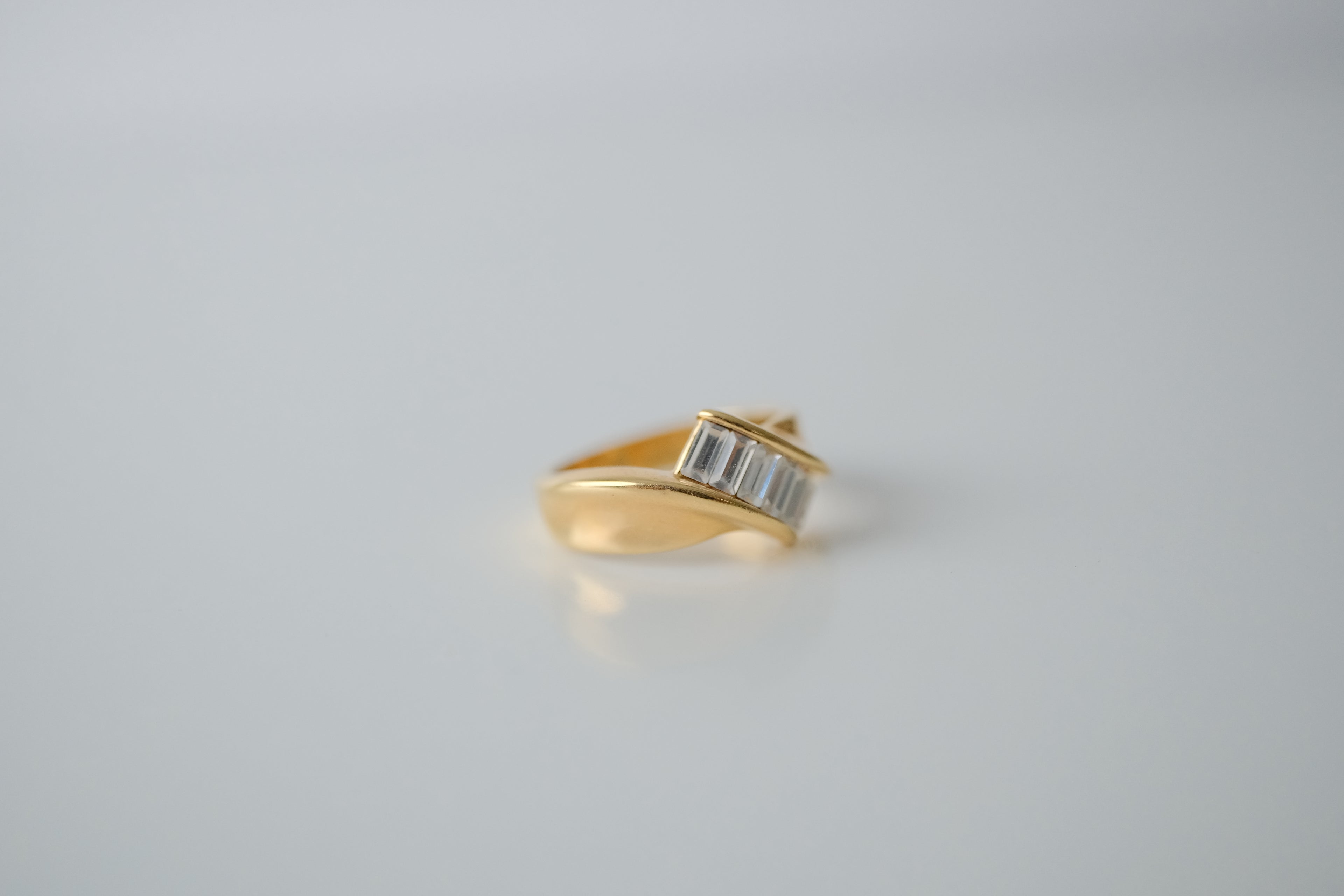 Gold Baguette Waterfall Wave Ring